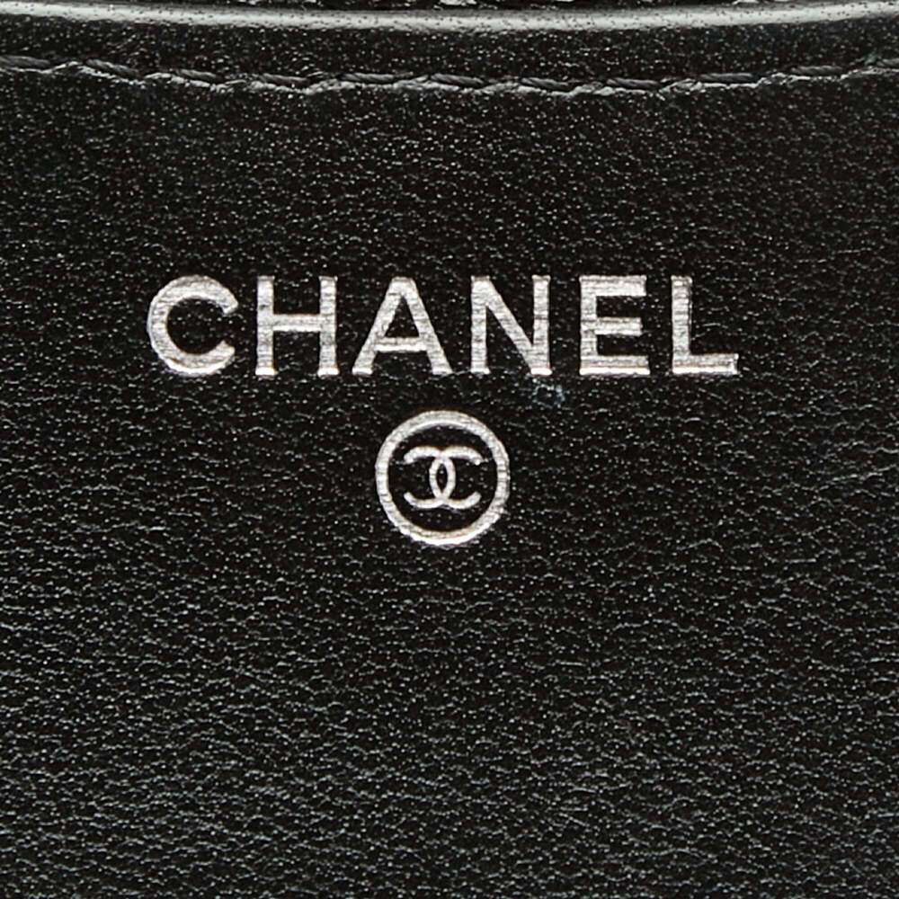 CHANEL Authentic Black Lambskin Leather Logo Wallet - Picture 8 of 10